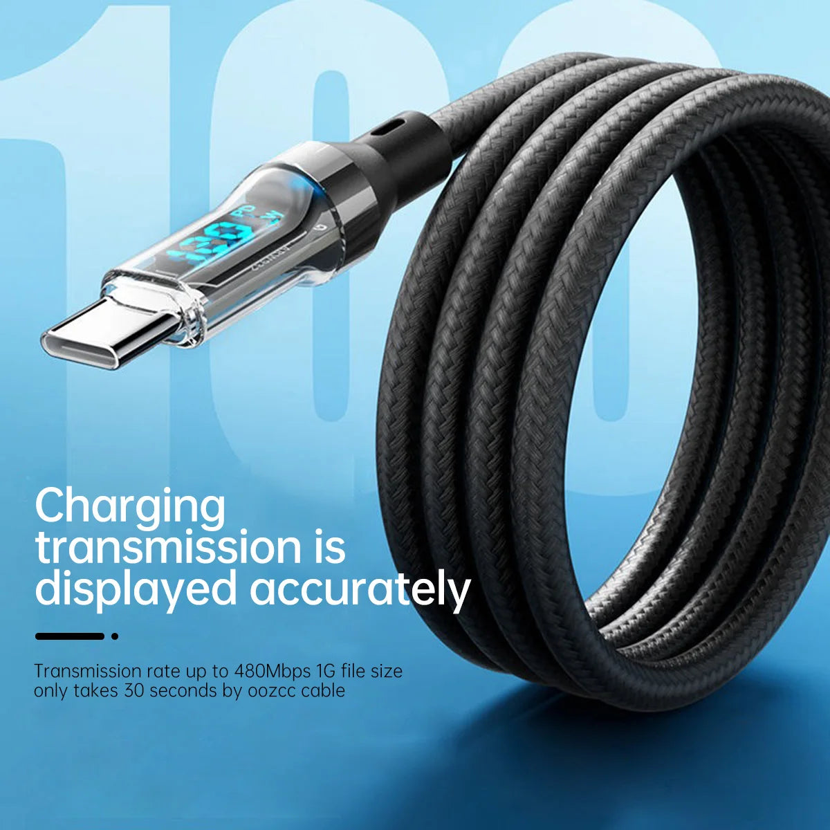Fast Charging Cable with LCD Watt Display